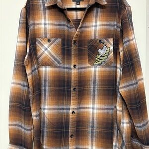 Grateful Dead inspired “Tiger”Urban Pipeline Brown Plaid Men's Flannel